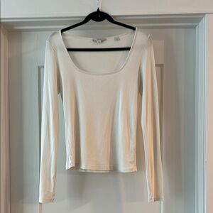 Vince Cream Fitted Long Sleeve Blouse